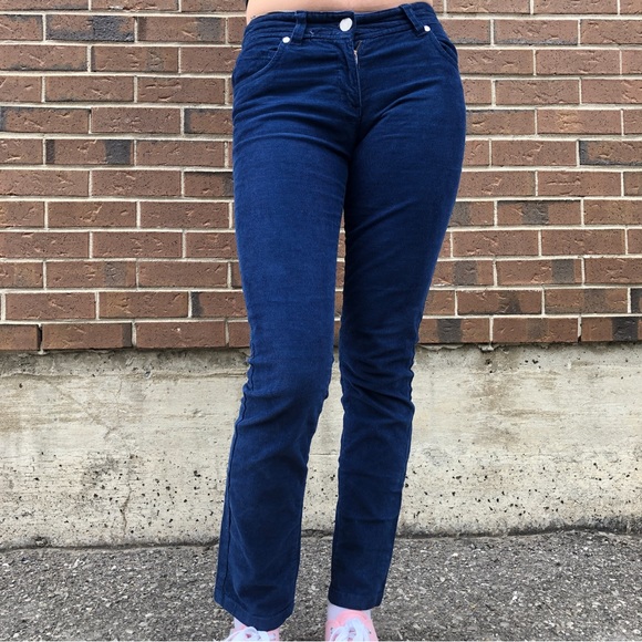 Royal Blue Mid-rise Straight-leg Corduroy Jean Pants - Picture 2 of 4